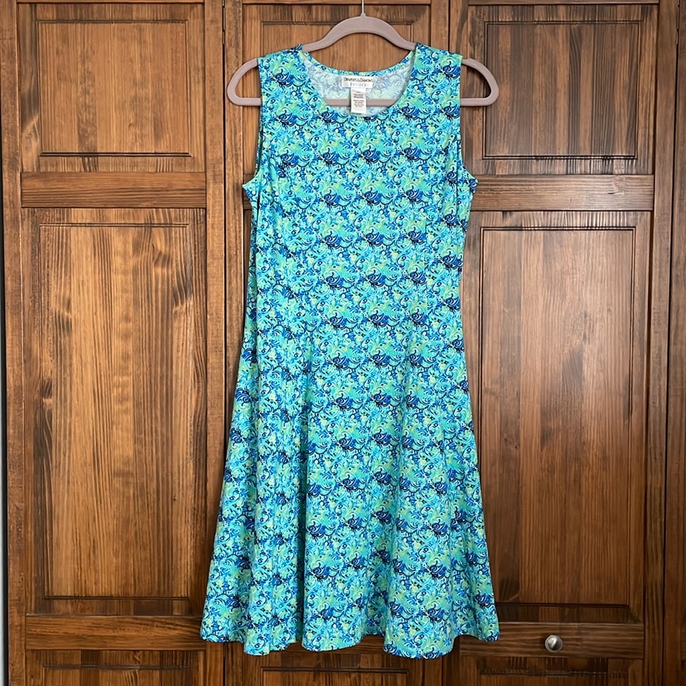 DRAPER’S & DAMON’S Sleeveless Summer Dress in Blue/Green NWOT